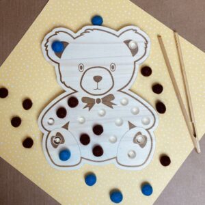 Support à encoches en bois ours peluche